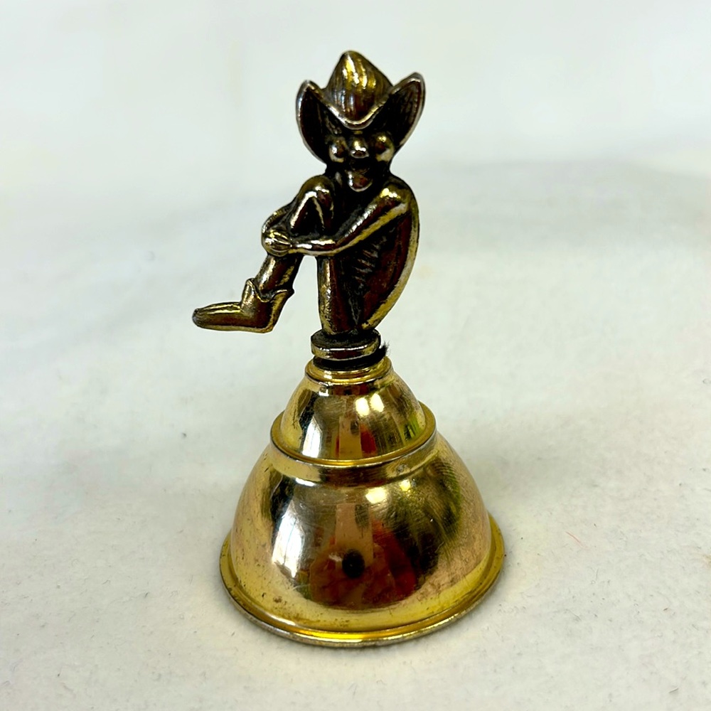 Vintage gold tone metal PIXIE/ELF 3”  bell